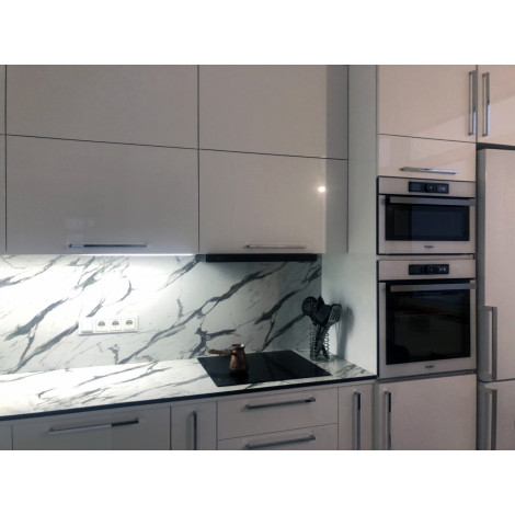 Декоративная HPL панель, компакт-плита 5657 Esse AFYON MARBLE, черное ядро, 2100х700x12 (цена за лист)  фото №3