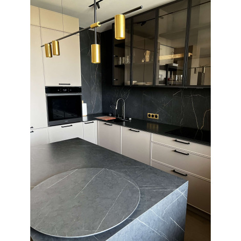 Декоративная HPL панель, компакт-плита 5666 Esse GREY MARBLE, черное ядро, 2100х700x12 (цена за лист)  фото №10