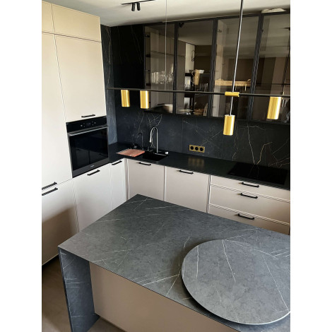 Декоративная HPL панель, компакт-плита 5666 Esse GREY MARBLE, черное ядро, 2100х700x12 (цена за лист)  фото №13