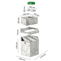 Cептик на 2600 литров, трехкамерный  (2,6м3)