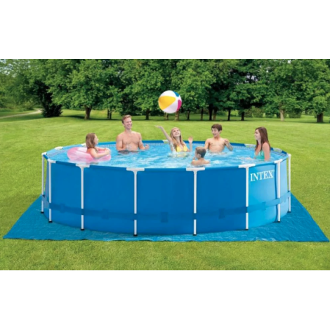 Каркасний басейн Intex 28242 (457х122 см) з картриджним фільтром, драбиною, підкладкою і тентом  фото №2