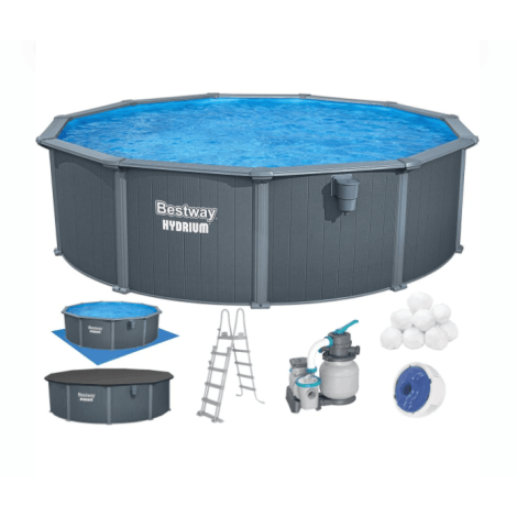 Сборный бассейн Bestway Hydrium 561CU (488х132 см) с песочным фильтром, лестницей и тентом фото