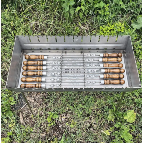 Мангал-валіза преміум 3 мм Boro-k з 12 шампурами  фото №4