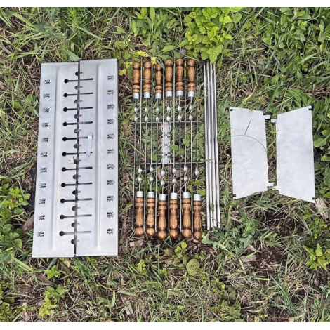 Мангал-валіза преміум 3 мм Boro-k з 12 шампурами  фото №2