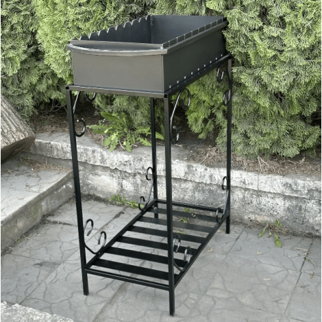 Мангал Mzavod Гефест на 9 шампурів 3мм на дровниці  фото №2