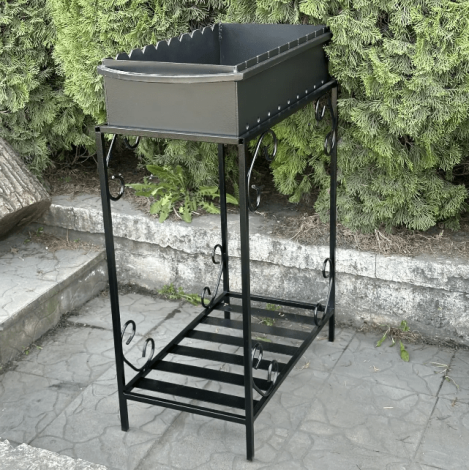 Мангал Mzavod Гефест на 9 шампурів 4мм на дровниці  фото №3