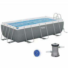 Каркасний прямокутний басейн Bestway 56441 (404х201х100 см) з картриджним фільтром та драбиною фото