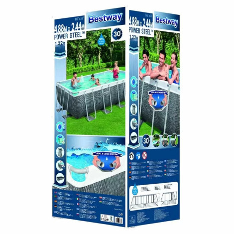 Каркасный бассейн Bestway 56996 (488х244х122 см) с картриджным фильтром, лестницей и защитным тентом  фото №7
