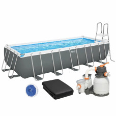 Каркасний басейн Bestway 5612B (640х274х132 см) з пісочним фільтром, драбиною та тентом фото