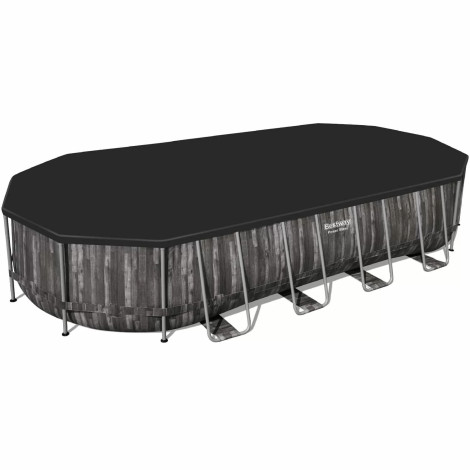 Каркасний басейн Bestway Wood Style 5611T (732х366х122 см) з картриджним фільтром, драбиною та тентом  фото №3