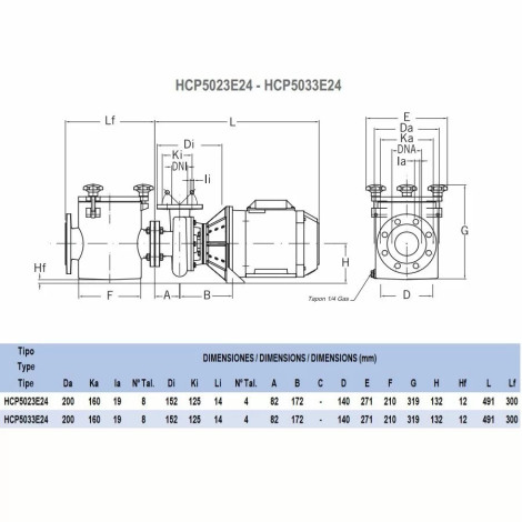 Насос Hayward HCP5023E24 (380 В, 22 м3/год, 2 HP)  фото №2