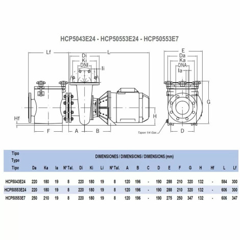 Насос Hayward HCP50553E7 (380В, 55 м3/год, 5,5 HP)  фото №2