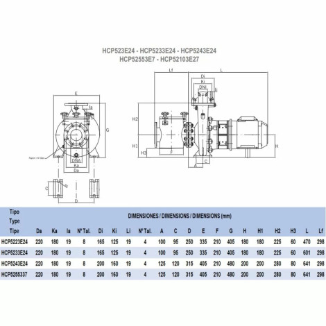 Насос Hayward HCP5223E24 (380 В, 13 м3/год, 2 HP)  фото №2