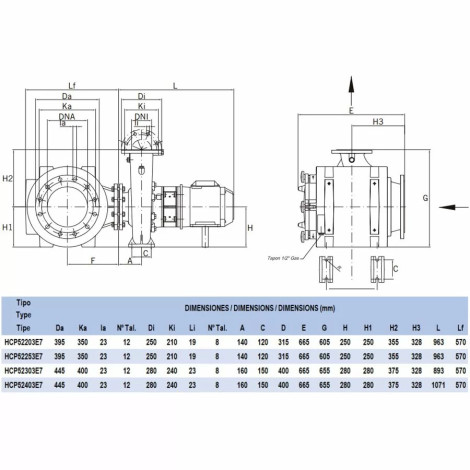 Насос Hayward HCP52253E7 (380 В, 324 м3/год, 20 HP)  фото №2