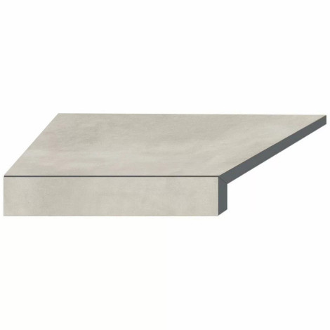 Кутовий Г-подібний елемент бортової плитки Aquaviva Patio Soft Grey, 600x345x50(20) мм (лівий/45°) фото