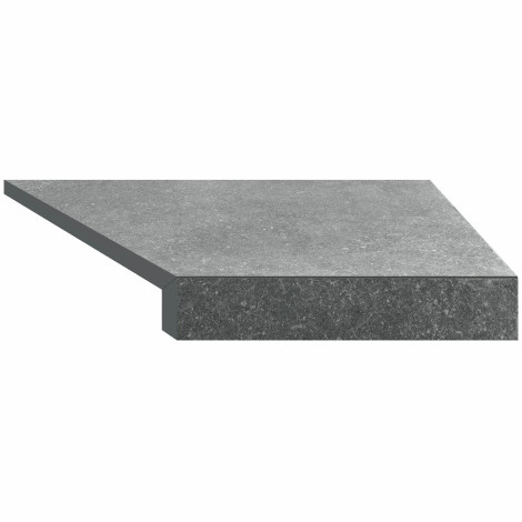 Кутовий Г-подібний елемент бортової плитки Aquaviva Granito Gray, Г-подібний, 595x345x50(20) мм (правий/45°) фото