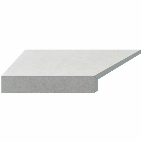 Кутовий Г-подібний елемент бортової плитки Aquaviva Granito Light Gray, 595x345x50(20) мм (лівий/45°) фото