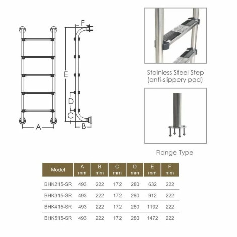 Лестница для бассейна Emaux BHK515-SR (5 ступеней), AISI-304  фото №2