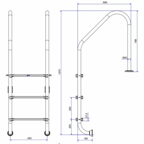 Лестница для бассейна Emaux Standard NSL315-SR (3 ступени), AISI-304  фото №5
