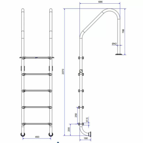 Лестница для бассейна Emaux Standard NSL515-SR (5 ступеней), AISI-304  фото №4