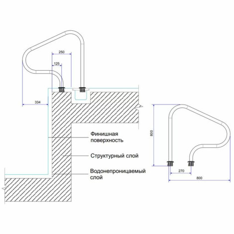 Поручень для бассейна Emaux ARP-F, AISI-316  фото №5
