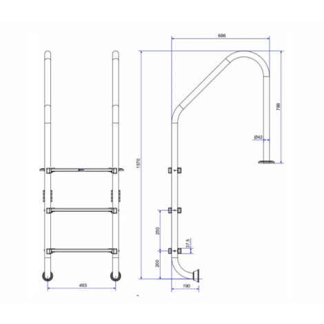 Лестница для бассейна Emaux Standard NSL415-SR (4 cтупени), AISI-316  фото №4