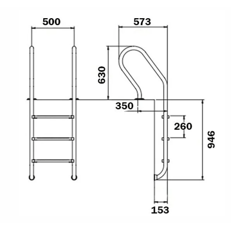 Лестница для бассейна Flexinox Mixta (3 ступени), AISI-316L  фото №2