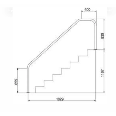 Поручень Flexinox 87162361 для римской лестницы FX-06 (1829 мм, фланец, AISI-316L)  фото №2