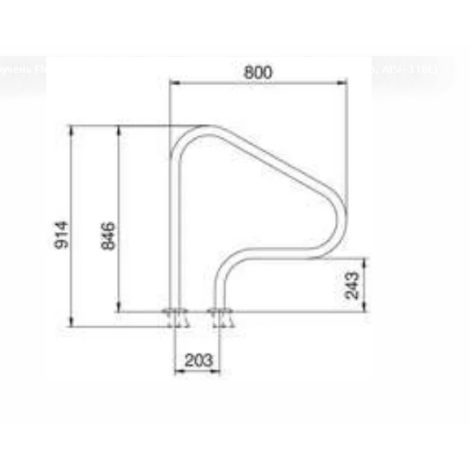 Поручень Flexinox 87164018 для римской лестницы FX-04 (800 мм, анкер, AISI-316L)  фото №2