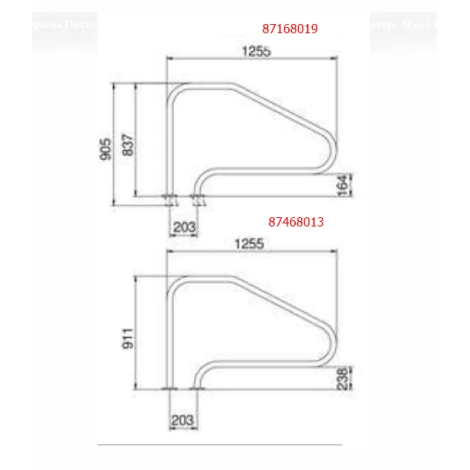 Поручень Flexinox 87168019 для римской лестницы FX-01 (1255 мм, анкер, AISI-316L)  фото №2