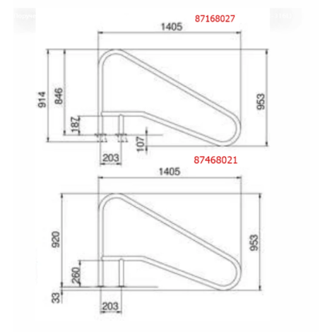 Поручень Flexinox 87468021 для римской лестницы FX-02 (1405 мм, фланец, AISI-316L)  фото №2
