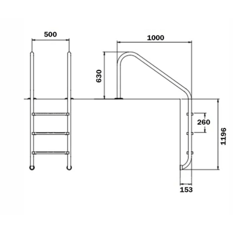 Лестница для бассейна Flexinox Overflow (4 ступени), AISI-316L  фото №2