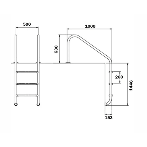 Лестница для бассейна Flexinox Overflow (5 ступени), AISI-316L  фото №2