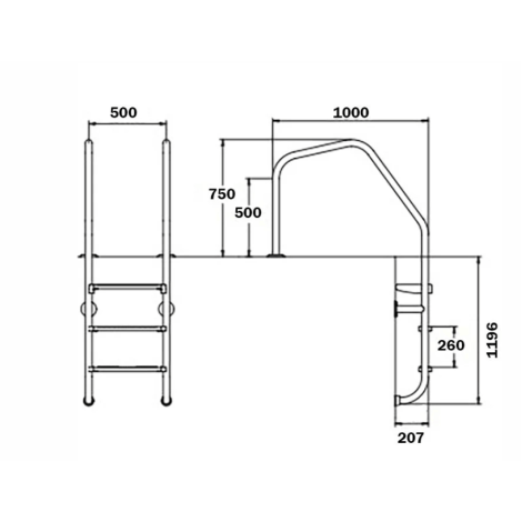 Лестница для бассейна Flexinox Overflow Special (4 ступени), AISI-316L  фото №2