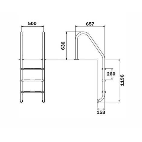Лестница для бассейна Flexinox Standard Electropolished (4 ступени), для широкого борта, AISI-316L  фото №2