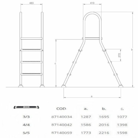 Сходи для наземних басейнів Hayward (5 сходинок), AISI-304  фото №2