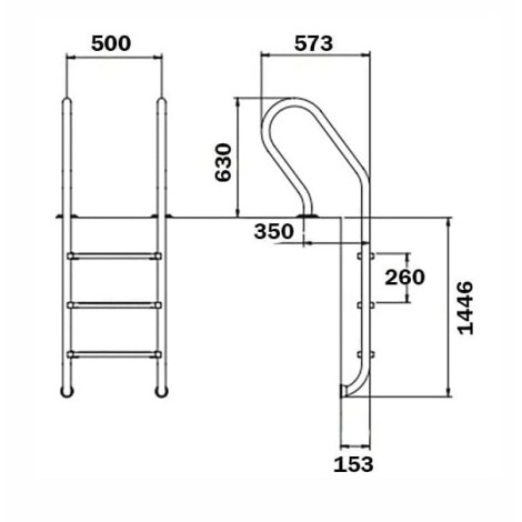 Лестница для бассейна Flexinox Mixta (5 ступеней), AISI-316L  фото №2