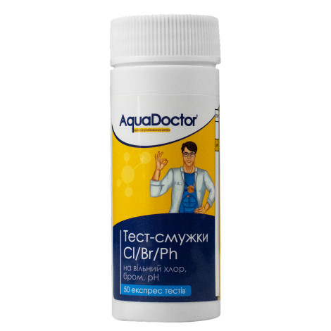 Тест-смужки для басейну AquaDoctor Cl/pH, 50 шт. фото