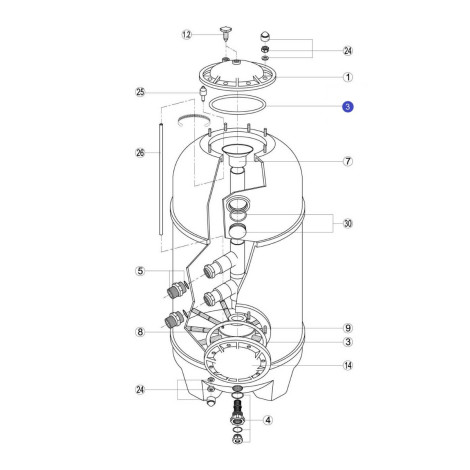 Прокладка-кільце кришки діжки фільтру San Sebastian - RBR 030.A/RFD0100.11R  фото №2