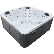 СПА-басейн Aquajoy Riviera (200х200х90 см), сріблясто-білий мармур, з динаміками та LED-підсвічуванням фото