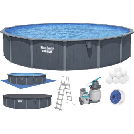 Збірний басейн Bestway Hydrium 561RP (732х132 см) з пісочним фільтром, драбиною та тентом фото