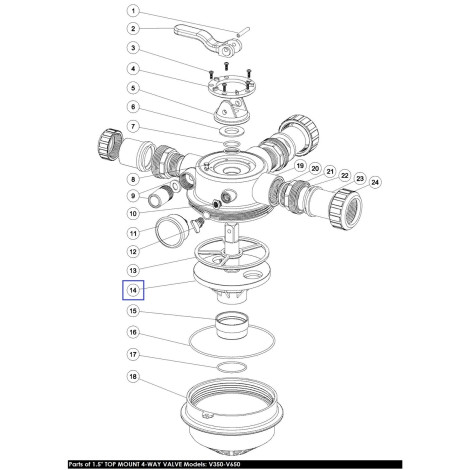 Ротор 1.5" Emaux для 4-позиційного клапана V350-V650 (1021003) (верхнє підключення)  фото №2