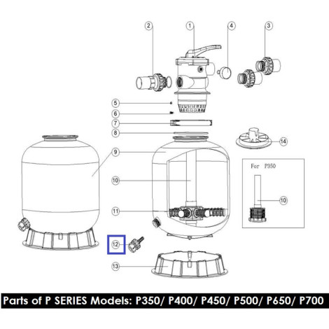 Дренажний клапан для фільтрів Emaux серії MFV, MFS, P, SP (89011601)  фото №2