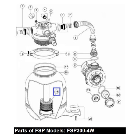 Дюзова коробка з трубою для фільтрів Emaux FSP300 (89030205)  фото №2