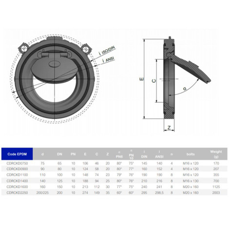 Зворотний клапан Effast міжфланцевий d90 мм ANSI/DIN  фото №2