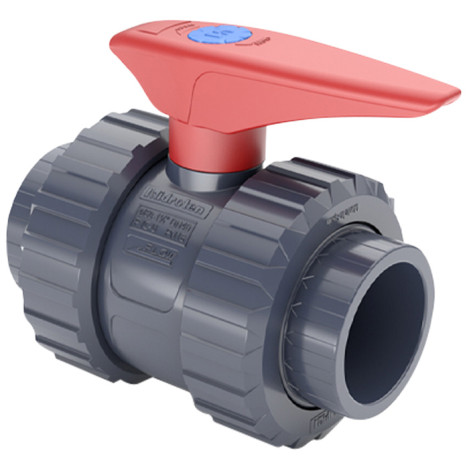 Кран кульовий ПВХ Hidroten 1011080, з муфтовим закінченням, d75 мм фото