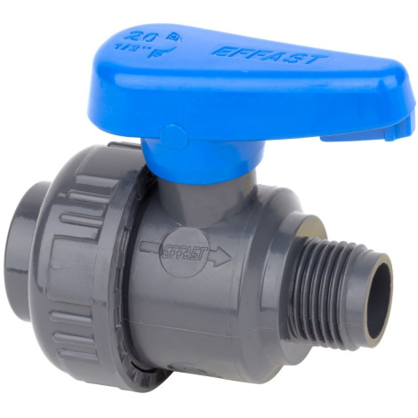 Кран кульовий ПВХ Effast d2" ВР-НР, із зовнішньою різьбою фото
