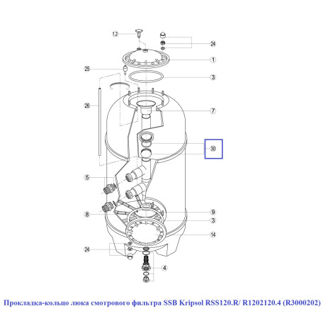 Прокладка-кільце оглядового люка фільтра SSB Kripsol RSS120.R/ R1202120.4 (R3000202)  фото №2