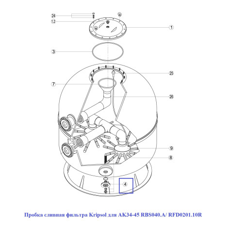 Пробка зливна фільтру Kripsol для AK34-45 RBS040.A/ RFD0201.10R  фото №2