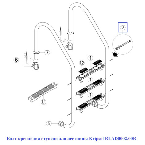 Болт кріплення ступені для сходів Kripsol RLAD0002.00R  фото №2